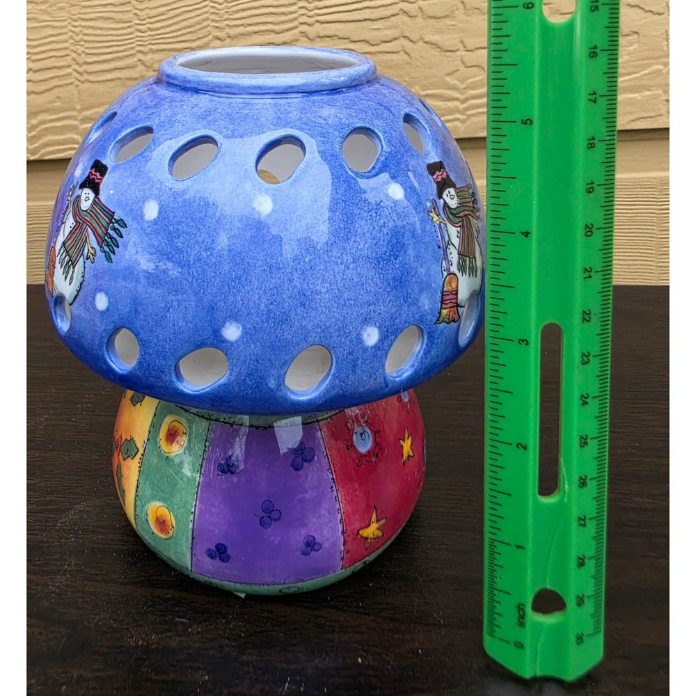 Sango Sweet Shoppe Christmas Sue Zipkin Snowman Ceramic Candle Warmer 2pc Set - Picture 7 of 9